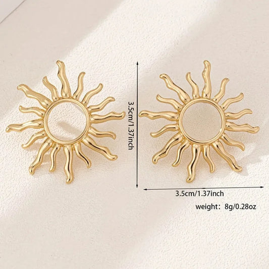 Brincos Retro Dourados/Prata – Flor do Sol