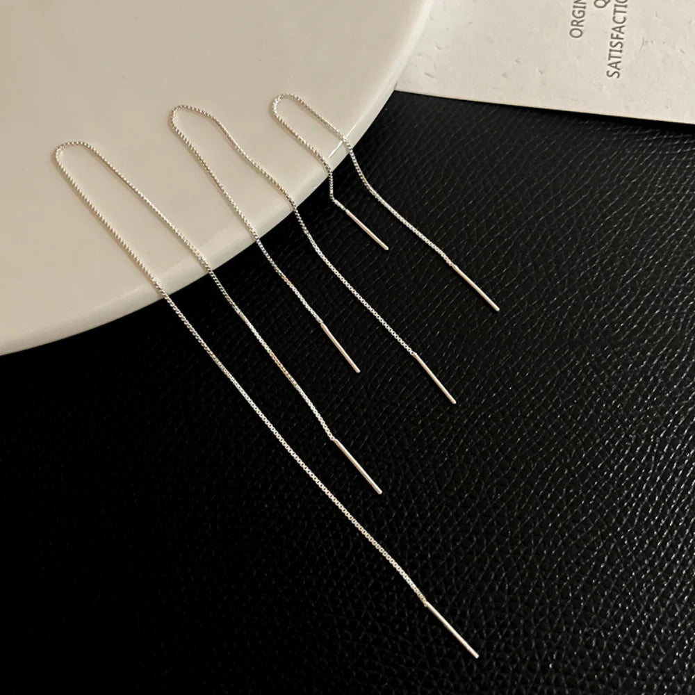 Brincos Longos Minimalistas - Corrente