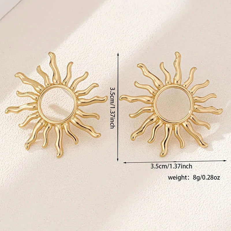 Brincos Retro Dourados/Prata – Flor do Sol