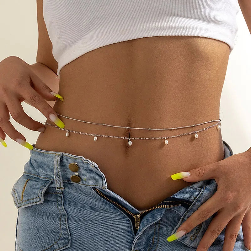 Cinto de Pérolas Duplo – Corrente de Cintura Fashion