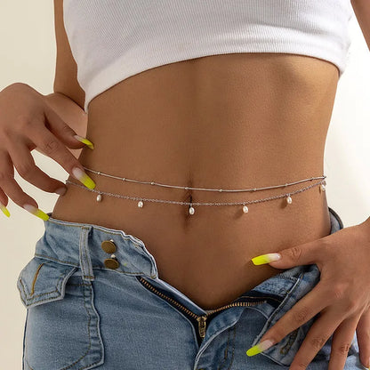 Cinto de Pérolas Duplo – Corrente de Cintura Fashion
