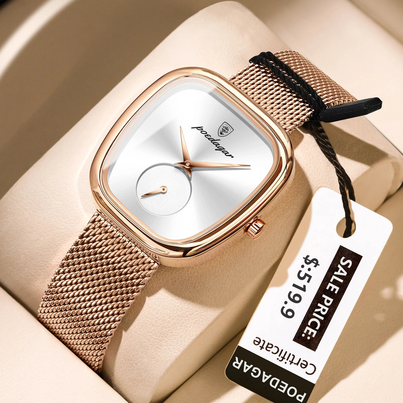 Relógio Luxo – Pulseira de Malha em Aço Inoxidável