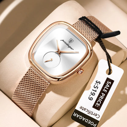 Relógio Luxo – Pulseira de Malha em Aço Inoxidável