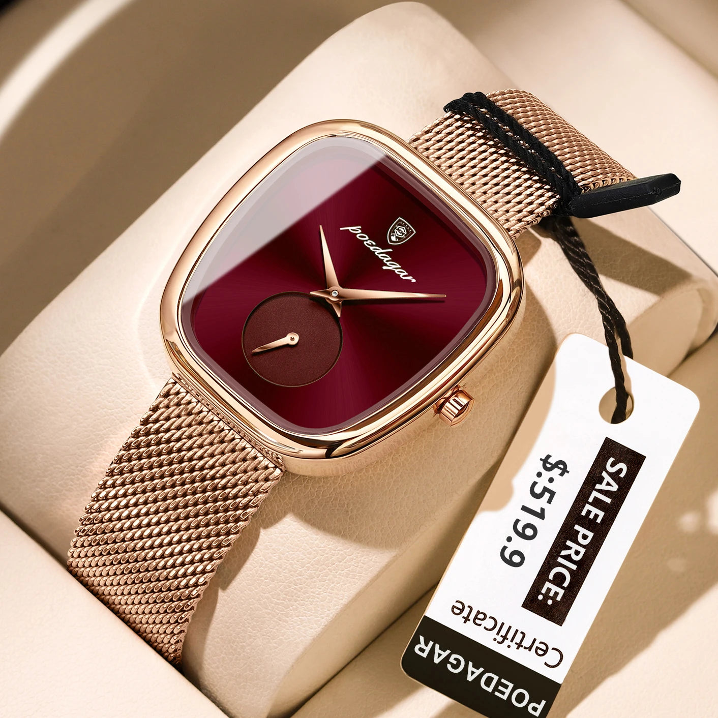 Relógio Luxo – Pulseira de Malha em Aço Inoxidável