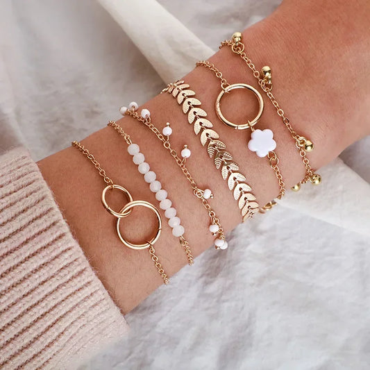 Pulseiras Femininas – Conjunto 6 Peças Flores