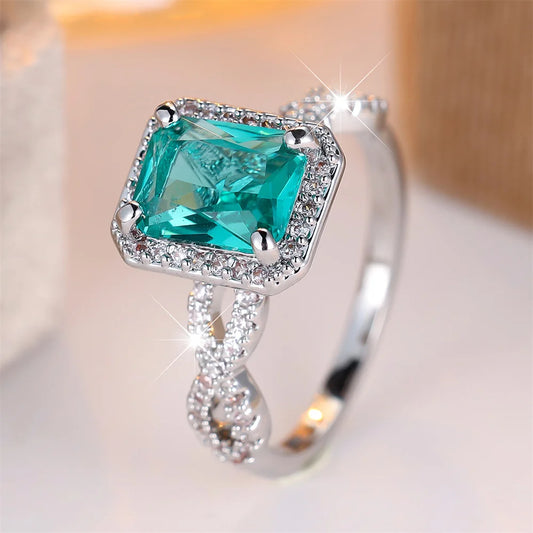 Anel Vintage – Cristal Verde Quadrado