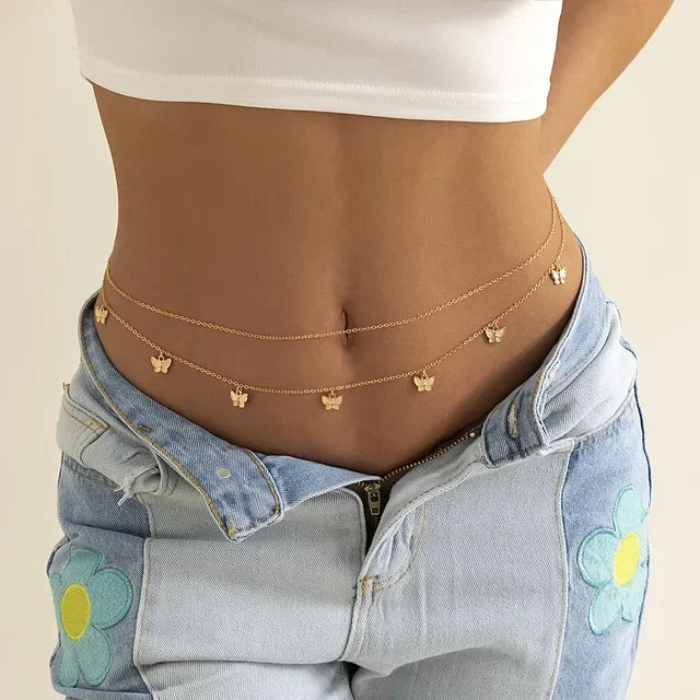 Cinto de Pérolas Duplo – Corrente de Cintura Fashion