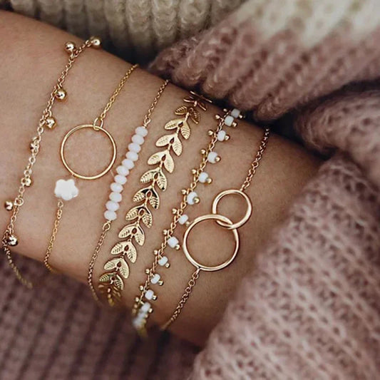 Pulseiras Femininas – Conjunto 6 Peças Flores