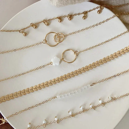 Pulseiras Femininas – Conjunto 6 Peças Flores
