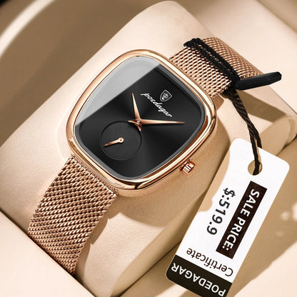 Relógio Luxo – Pulseira de Malha em Aço Inoxidável