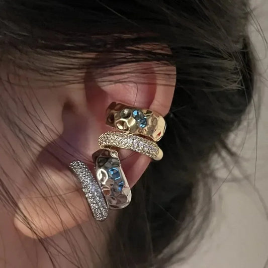 Brincos Cuff Duplo – Zircônia e Design Geométrico (sem furo)