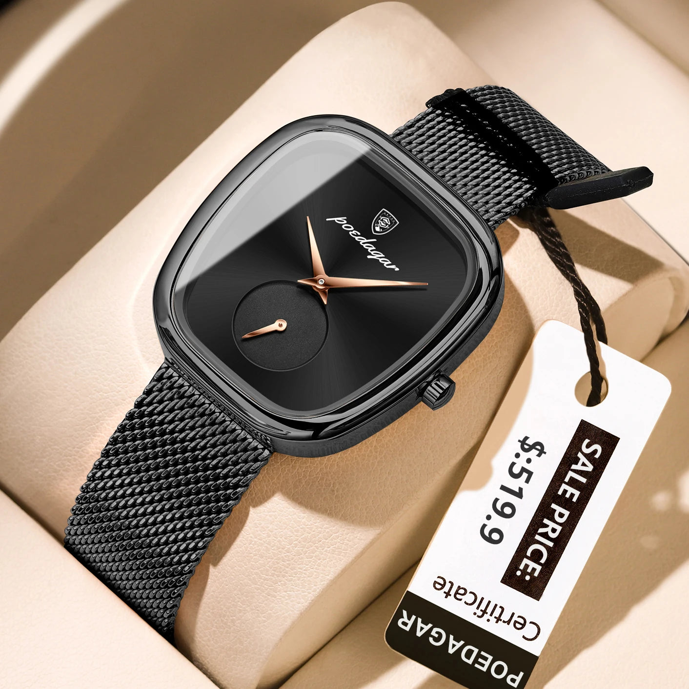 Relógio Luxo – Pulseira de Malha em Aço Inoxidável