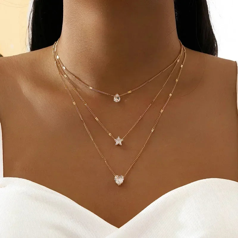 Colar Duplo Prata – Lua e Estrela
