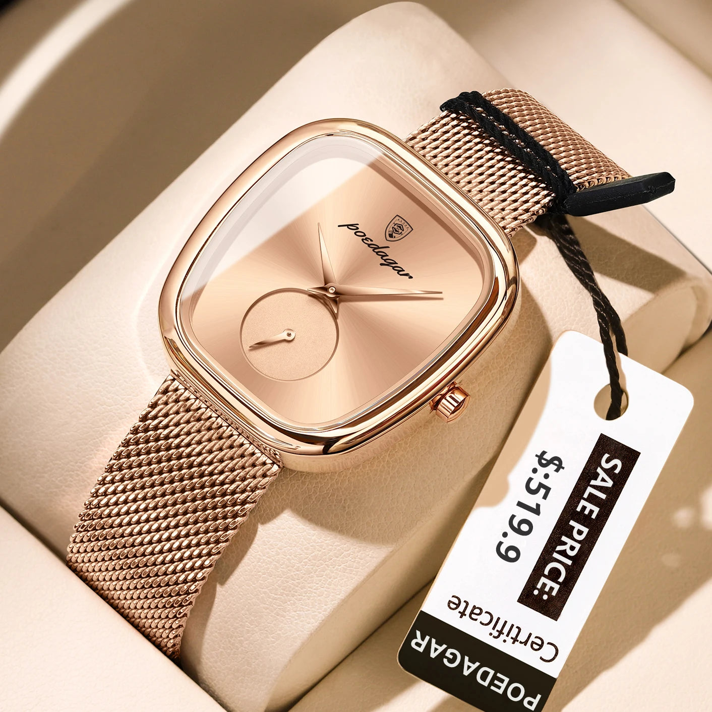 Relógio Luxo – Pulseira de Malha em Aço Inoxidável