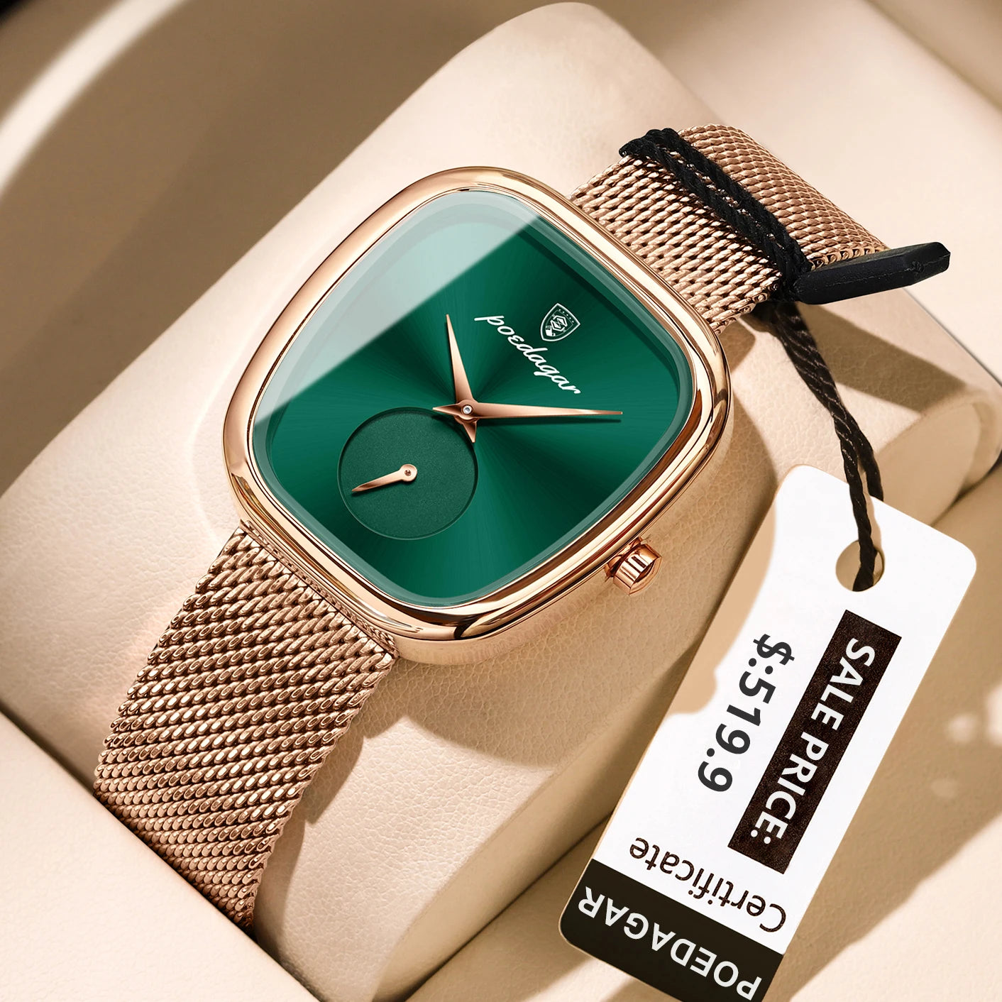 Relógio Luxo – Pulseira de Malha em Aço Inoxidável